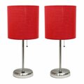 Diamond Sparkle Stick Lamp with USB Charging Port & Fabric Shade Set, Red, 2PK DI2519992